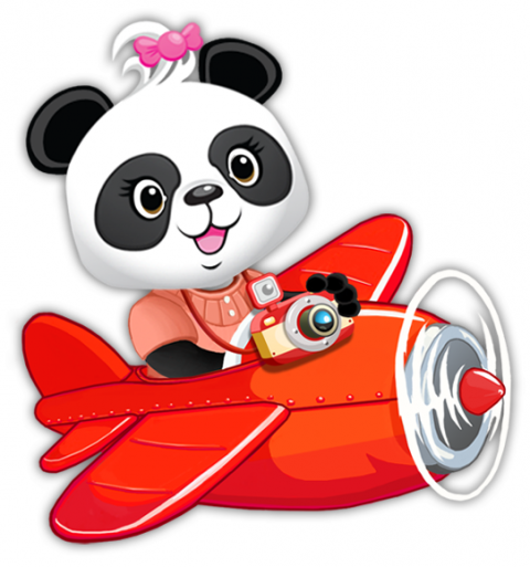 Piirroskuvassa on Lola Panda-opetuspelien Lola helikopterin kyydissä.